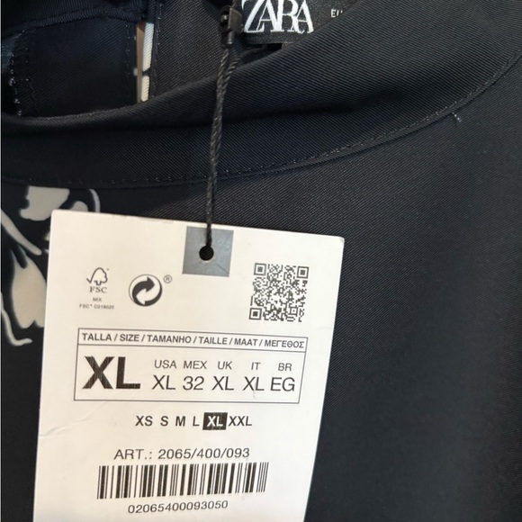 Zara Women’s NWT Black and Cream Elegant Long Sleeve Wedding Guest Dress XL - Picture 3 of 7